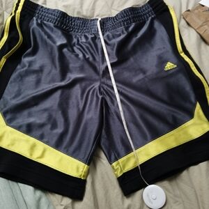 adidas Men's Gray Athletic Shorts with Yellow Trim